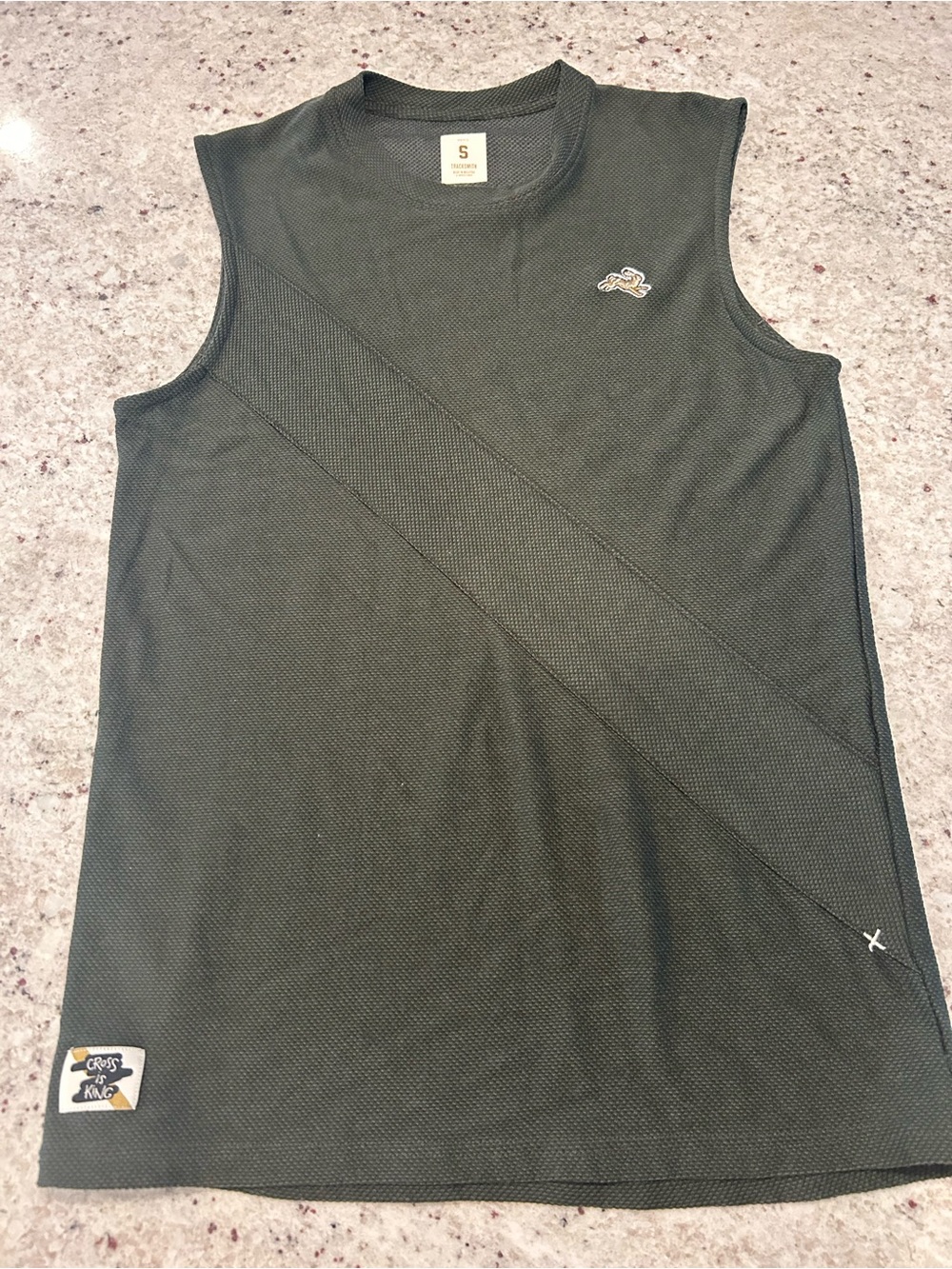 Tracksmith Men’s Cross is King Mesh Singlet / Tank Top Small - Olive Green